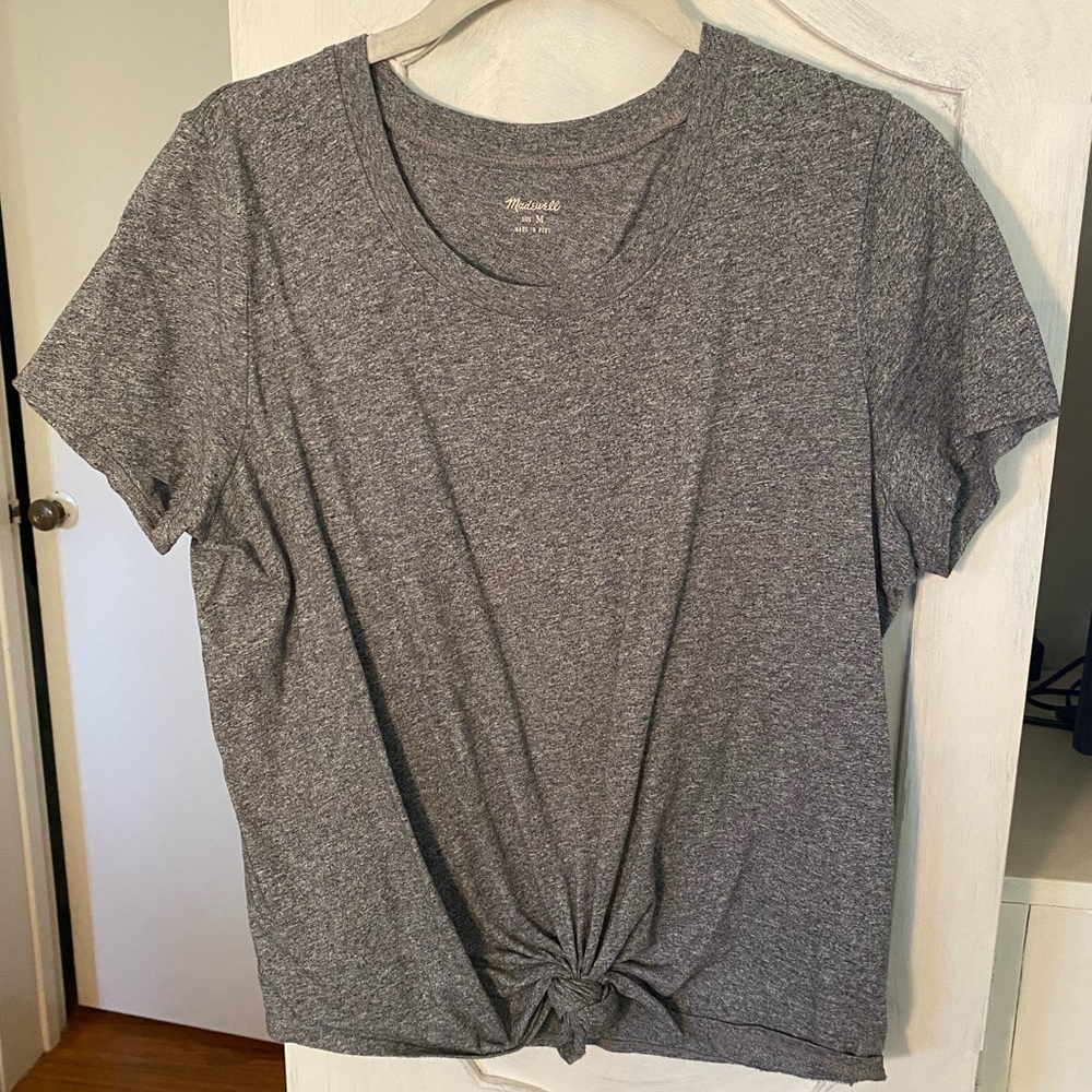 Madewell Grey Tie Front Tee